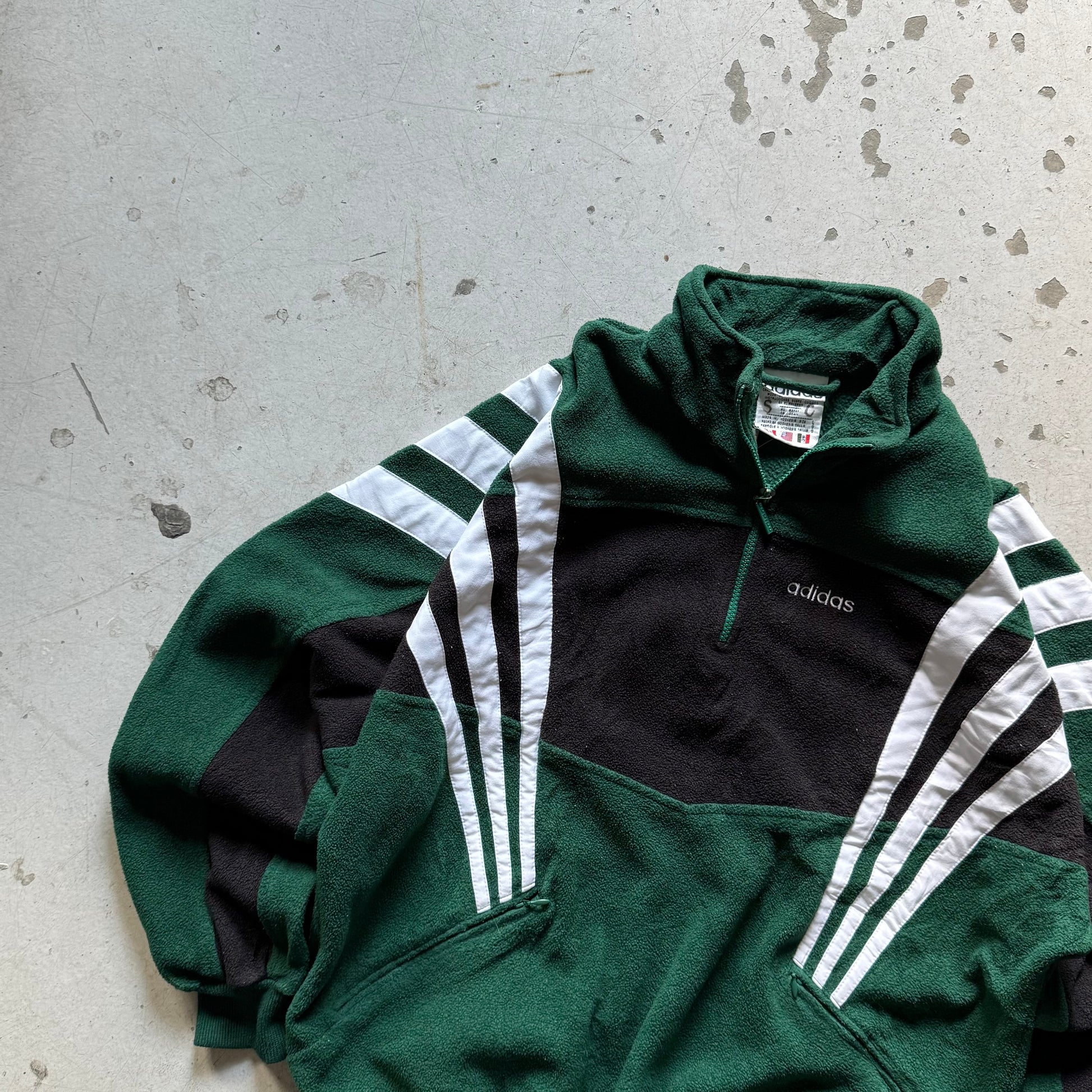 Vintage Adidas Fleece – Grøn & Sort Half Zip - Re:Junk Vintage