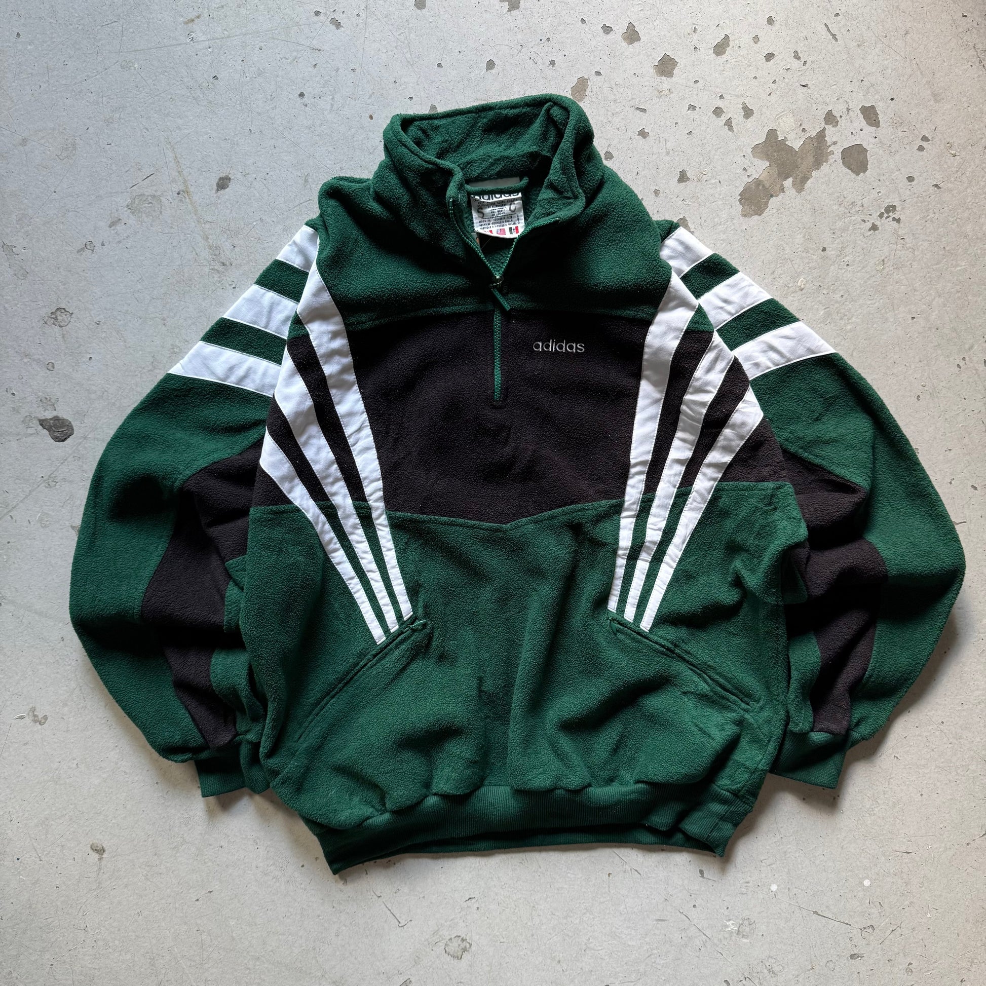 Vintage Adidas Fleece – Grøn & Sort Half Zip - Re:Junk Vintage