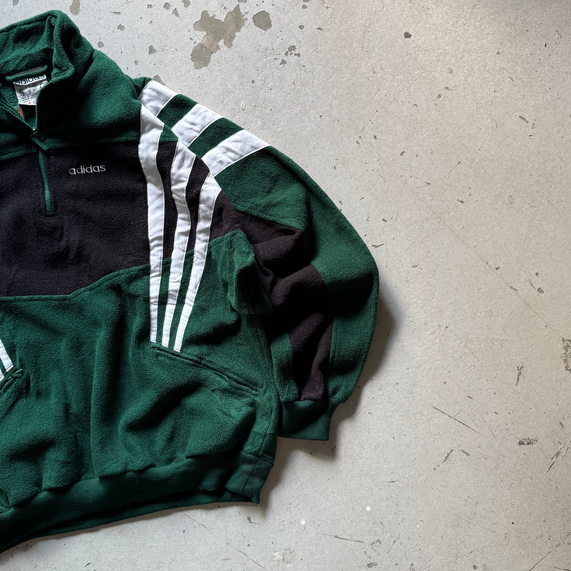 Vintage Adidas Fleece – Grøn & Sort Half Zip - Re:Junk Vintage