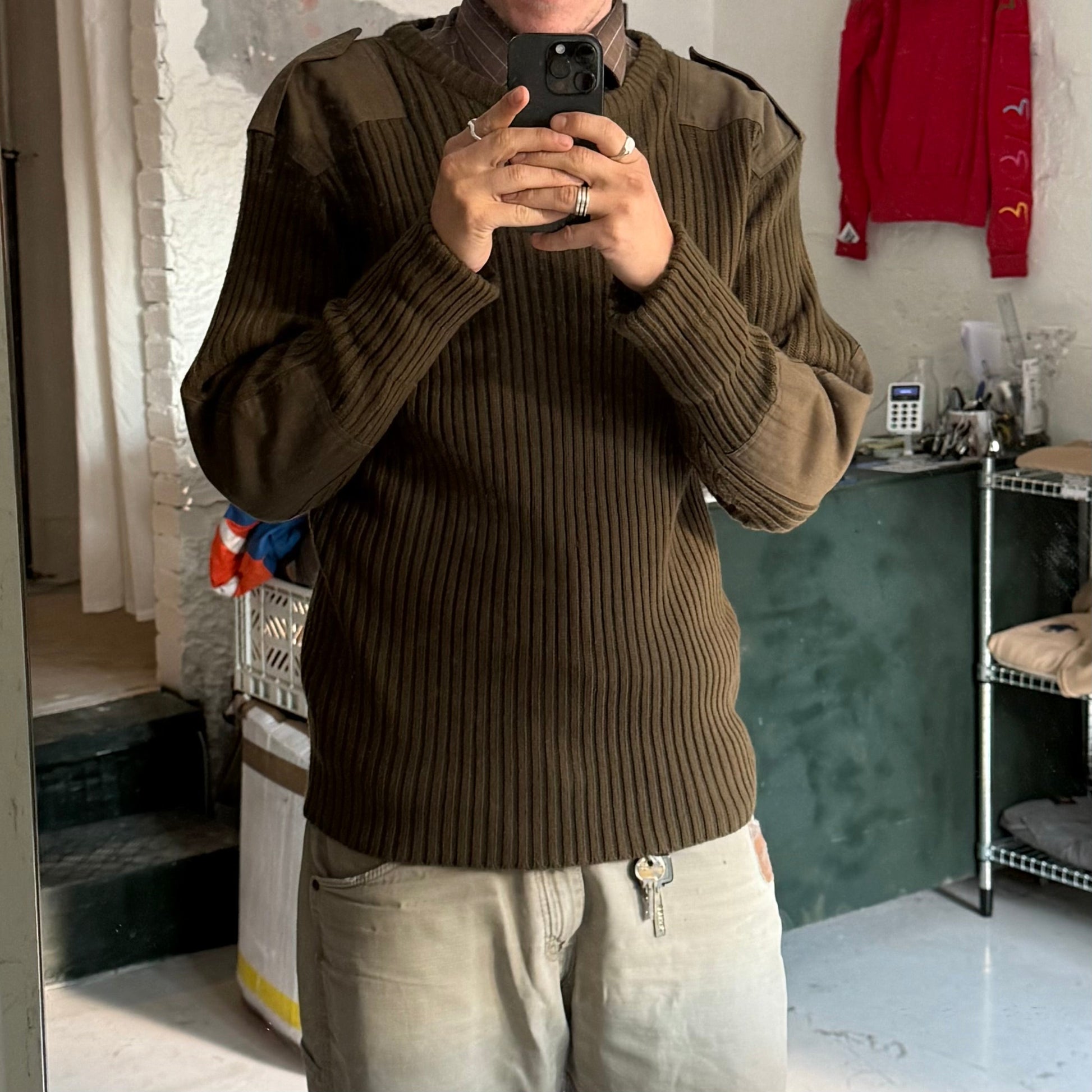 Vintage Blue Castle Sweater – Army Ribstrik - Re:Junk Vintage