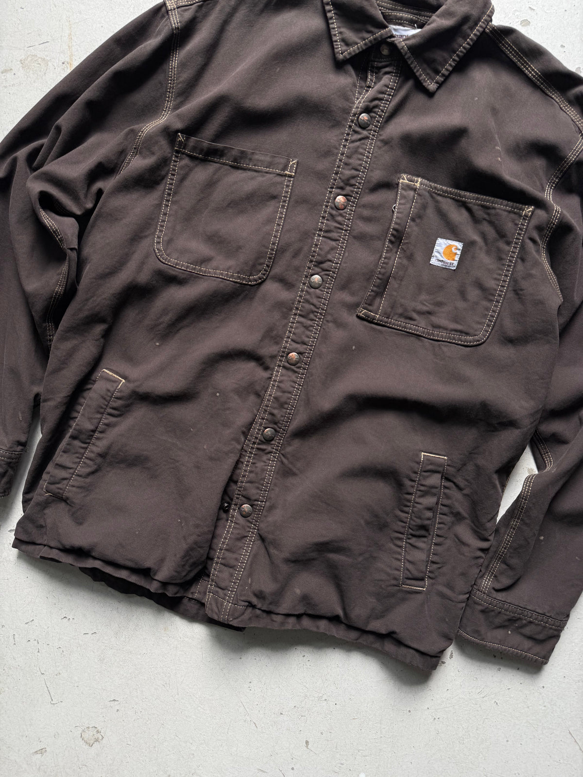 Vintage Carhartt Flannel - Lined Work Shirt – Mørkebrun (L) - Re:Junk Vintage