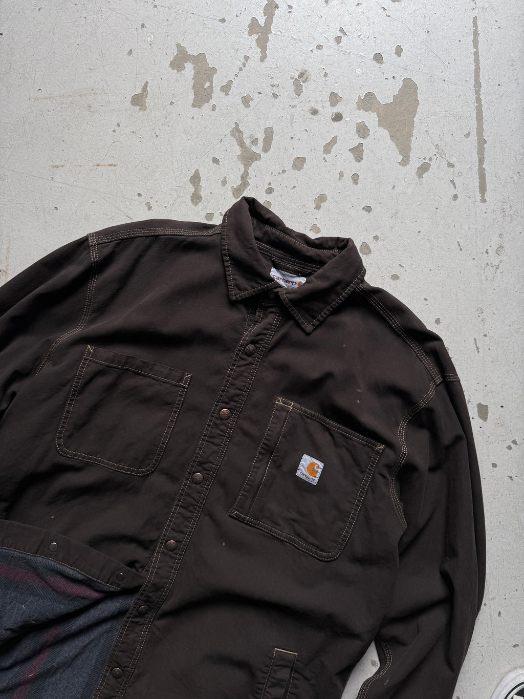 Vintage Carhartt Flannel - Lined Work Shirt – Mørkebrun (L) - Re:Junk Vintage