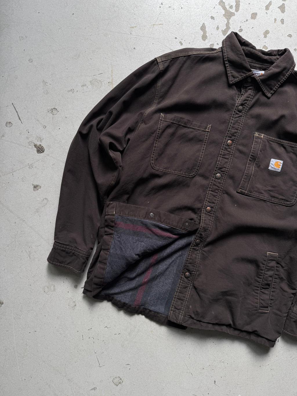 Vintage Carhartt Flannel - Lined Work Shirt – Mørkebrun (L) - Re:Junk Vintage