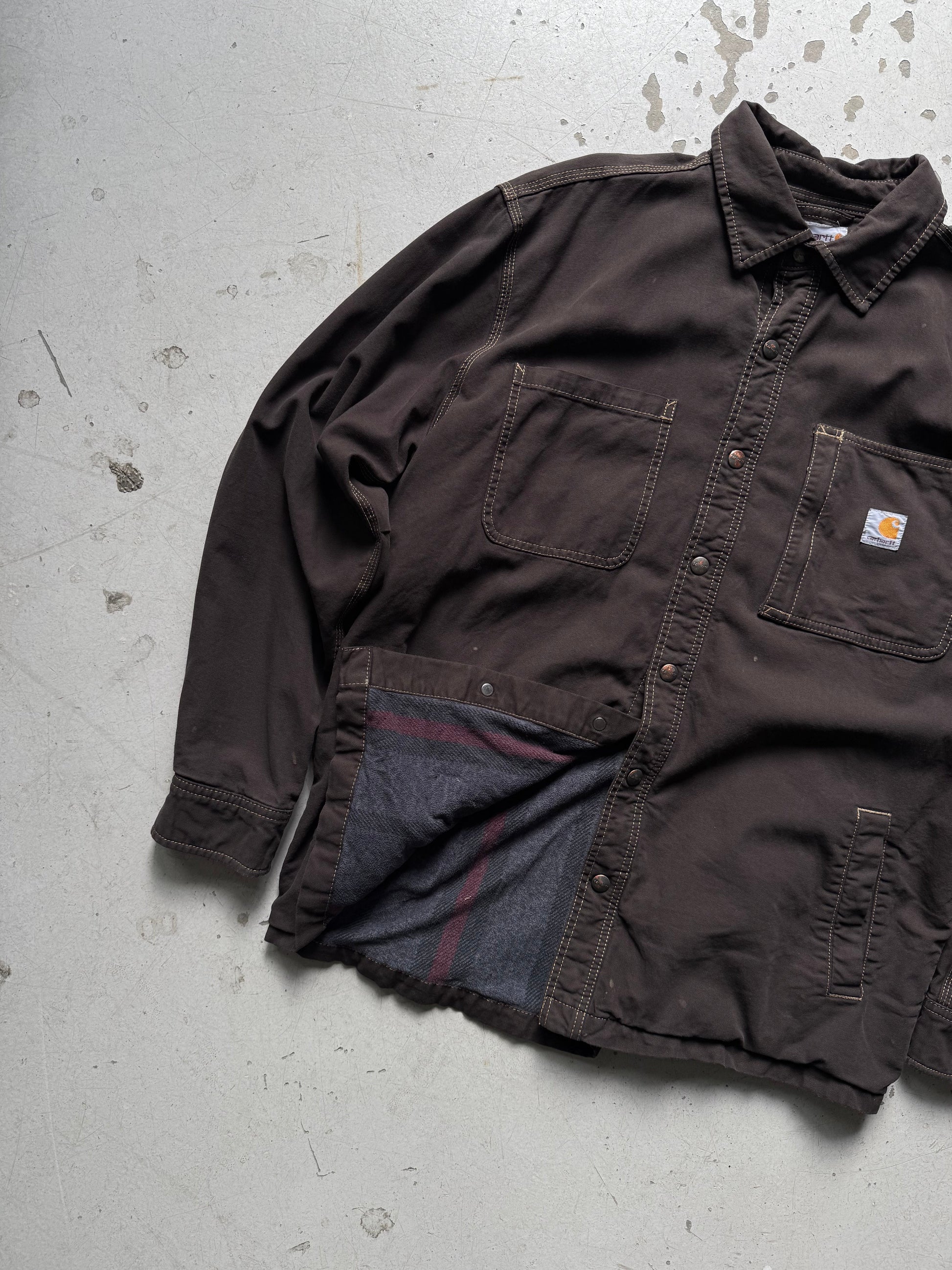 Vintage Carhartt Flannel - Lined Work Shirt – Mørkebrun (L) - Re:Junk Vintage