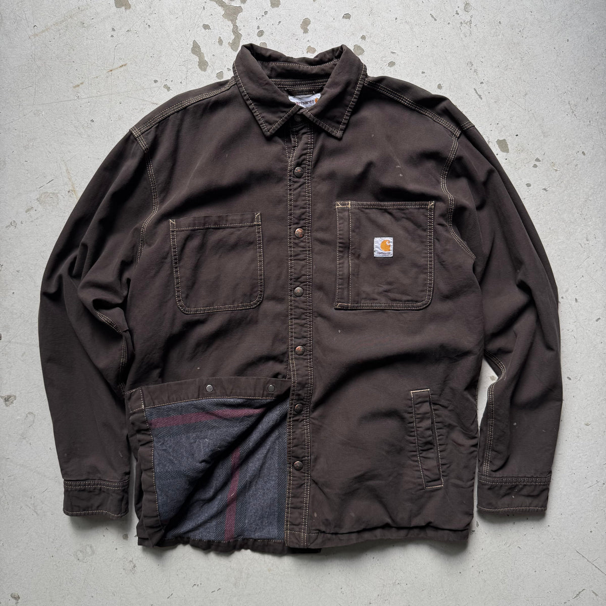 Vintage Carhartt Flannel - Lined Work Shirt – Mørkebrun (L) - Re:Junk Vintage