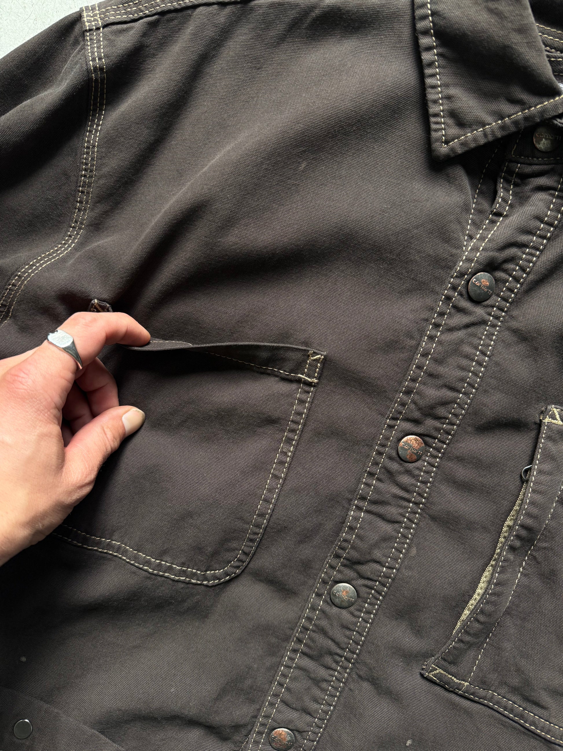 Vintage Carhartt Flannel - Lined Work Shirt – Mørkebrun (L) - Re:Junk Vintage