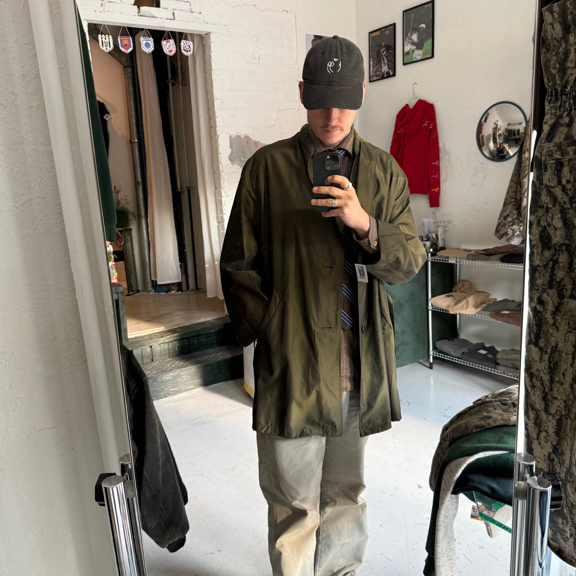 Vintage Kobra Trenchcoat – Armygrøn Letvægtsjakke - Re:Junk Vintage
