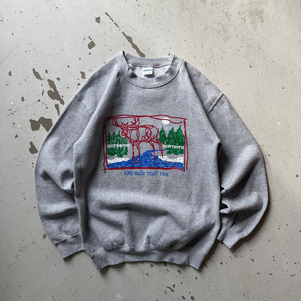 Vintage Sweatshirt | Grafisk Print | Grå | Small - Re:Junk Vintage