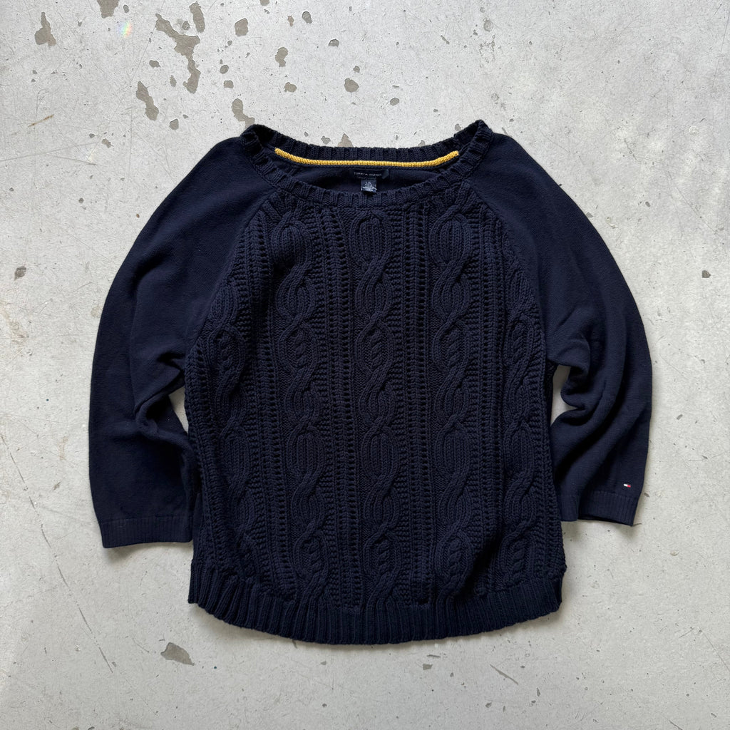 Vintage Tommy Hilfiger Navy Cable Knit Sweater - Re:Junk Vintage