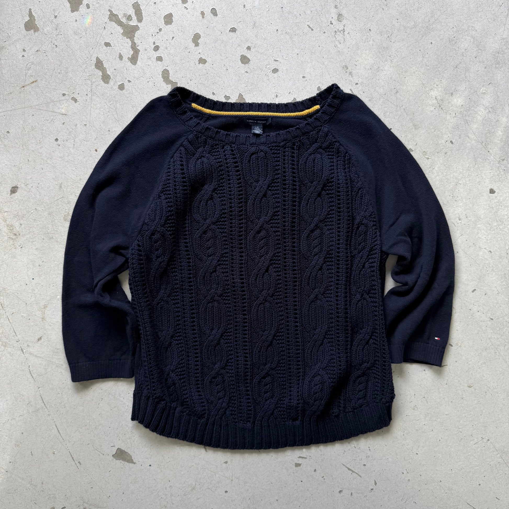 Vintage Tommy Hilfiger Navy Cable Knit Sweater - Re:Junk Vintage