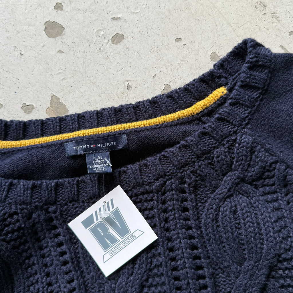 Vintage Tommy Hilfiger Navy Cable Knit Sweater - Re:Junk Vintage