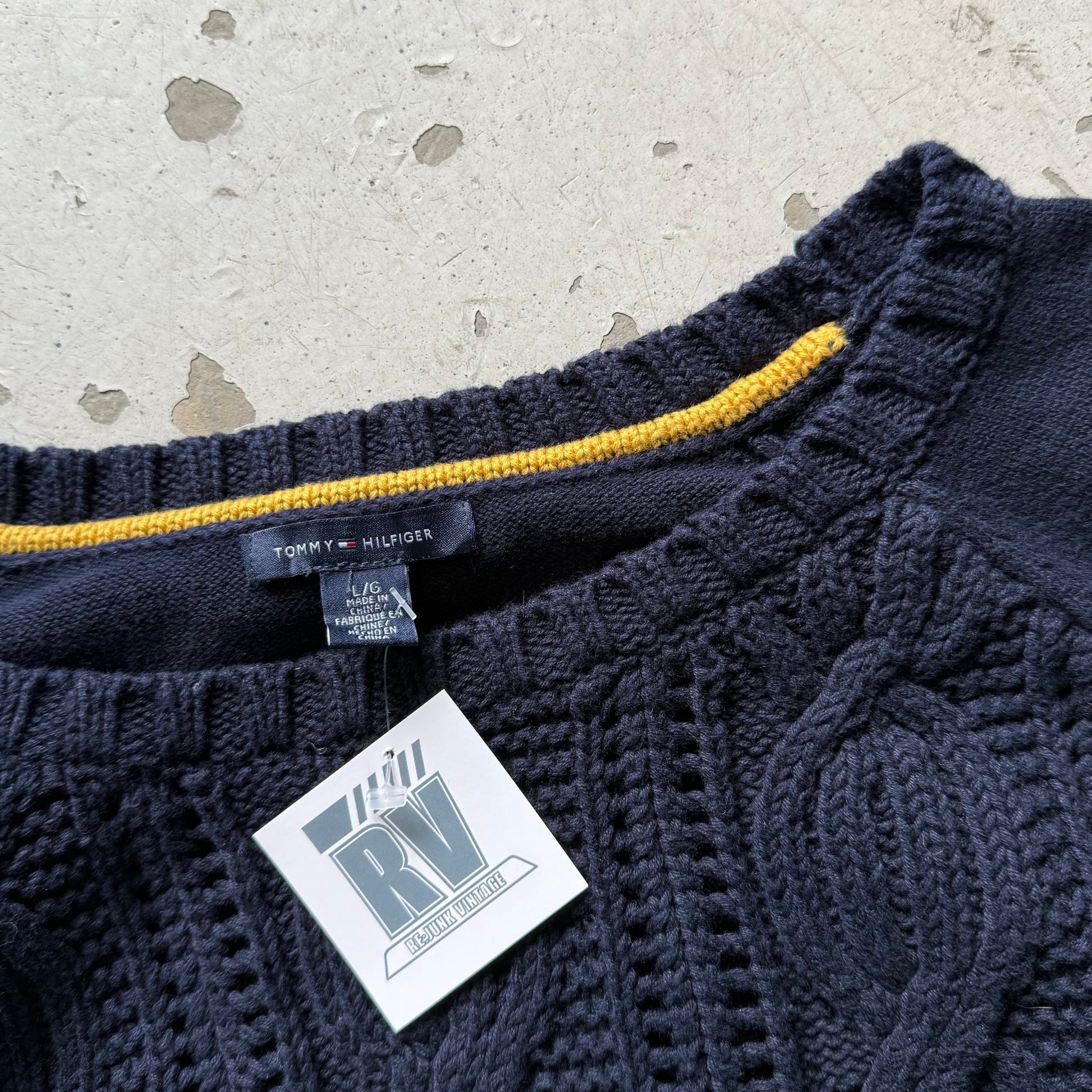 Vintage Tommy Hilfiger Navy Cable Knit Sweater - Re:Junk Vintage
