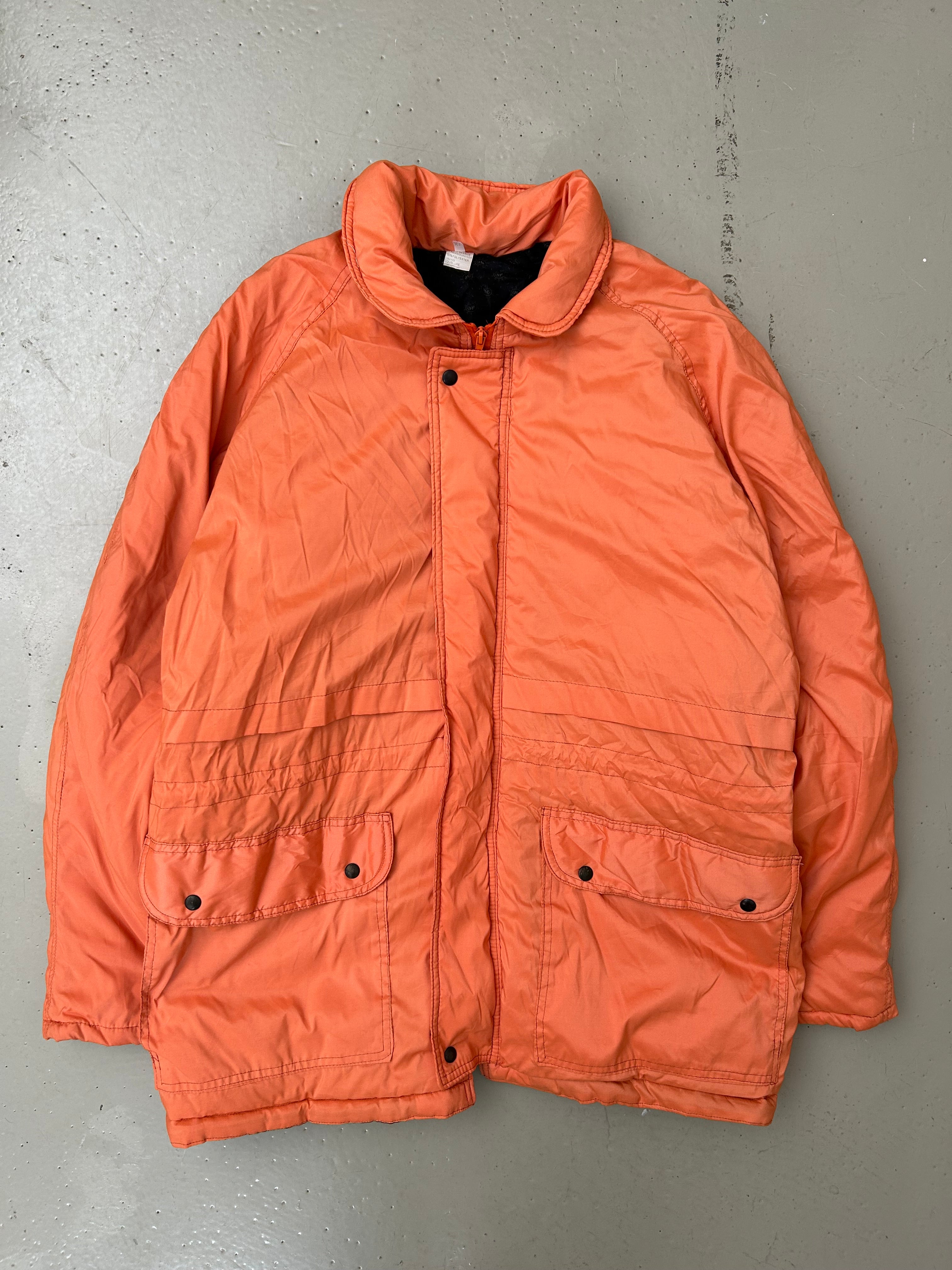 Vintage Orange Zip Jacket – 90s Padded Utility Style