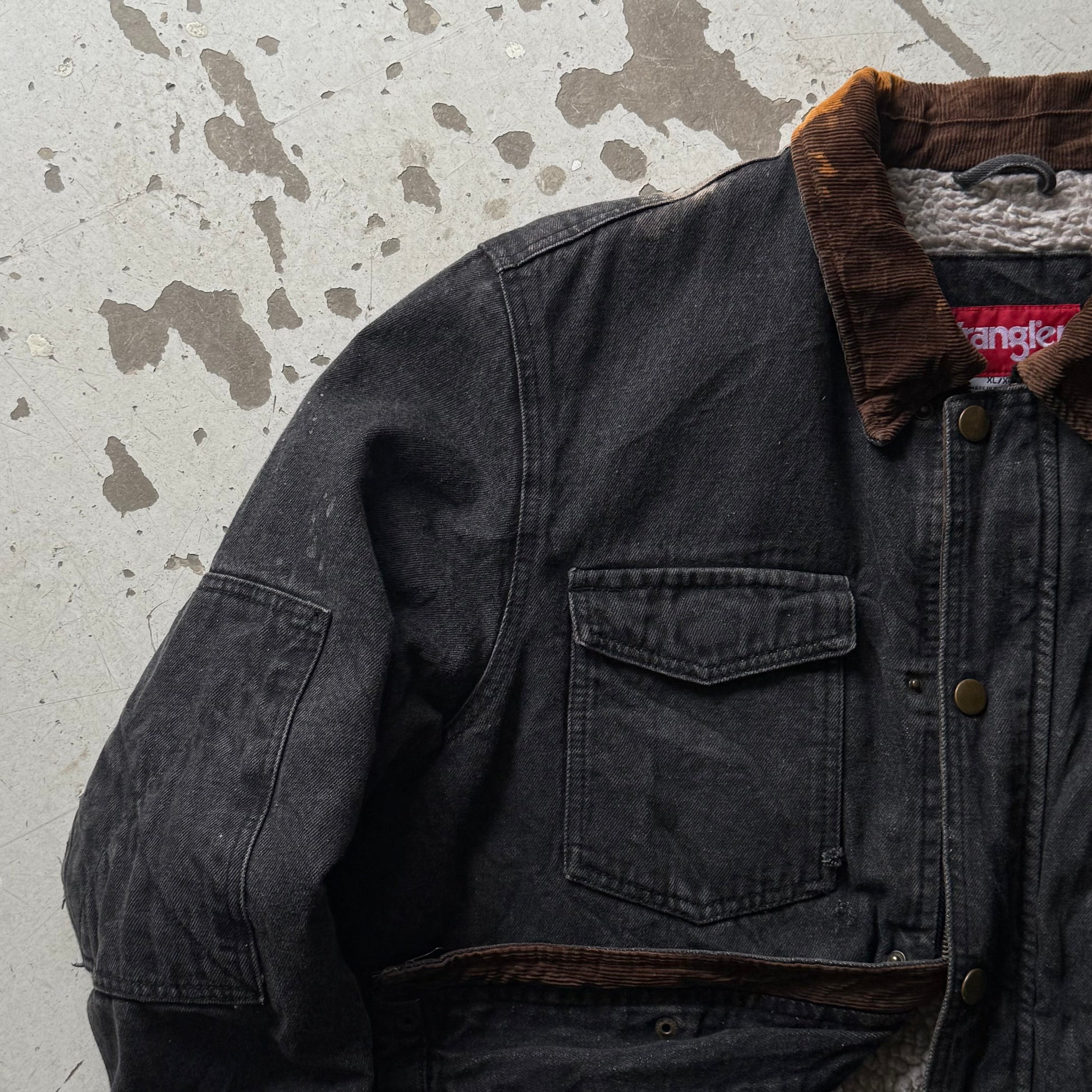 Wrangler | Denim jacket sherpa | Sort | XL - Re:Junk Vintage